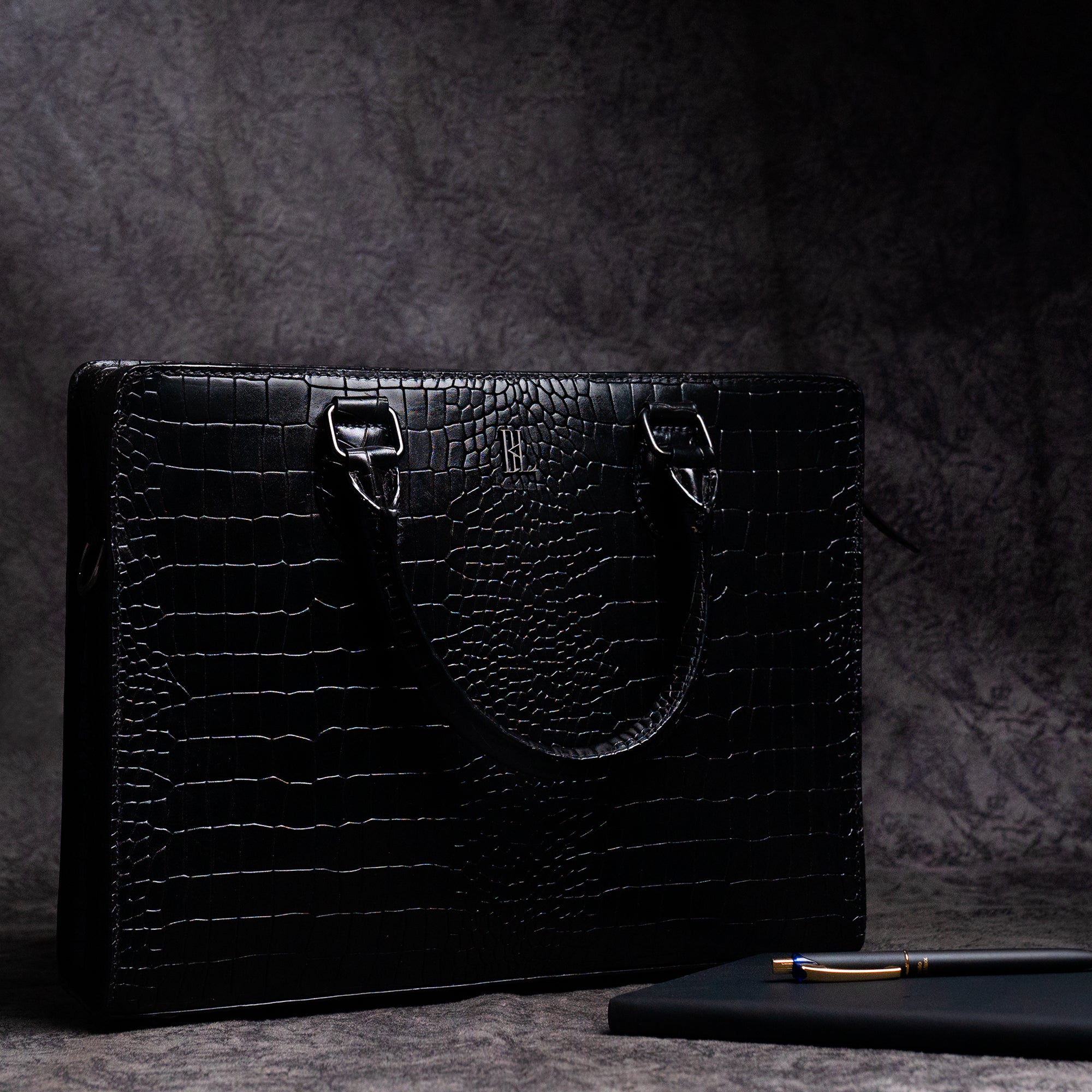 Baron Office Bag – Croc Black | Premium Travel & Lifestyle Bag